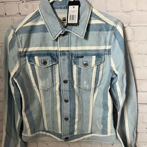 G STAR RAW STRIPED DENIM JACKET